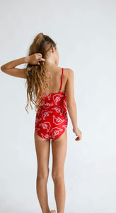 Girl's Strappy One Piece in Red Shaka