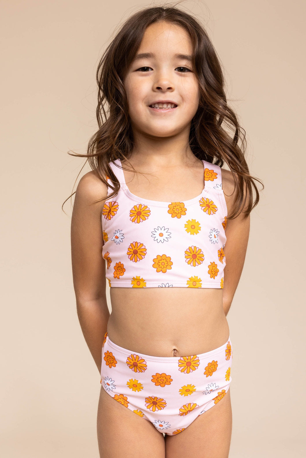 ROCO SWIM | Girl's Basic Bikini | Yellow/Orange Floral