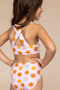 ROCO SWIM | Girl's Basic Bikini | Yellow/Orange Floral