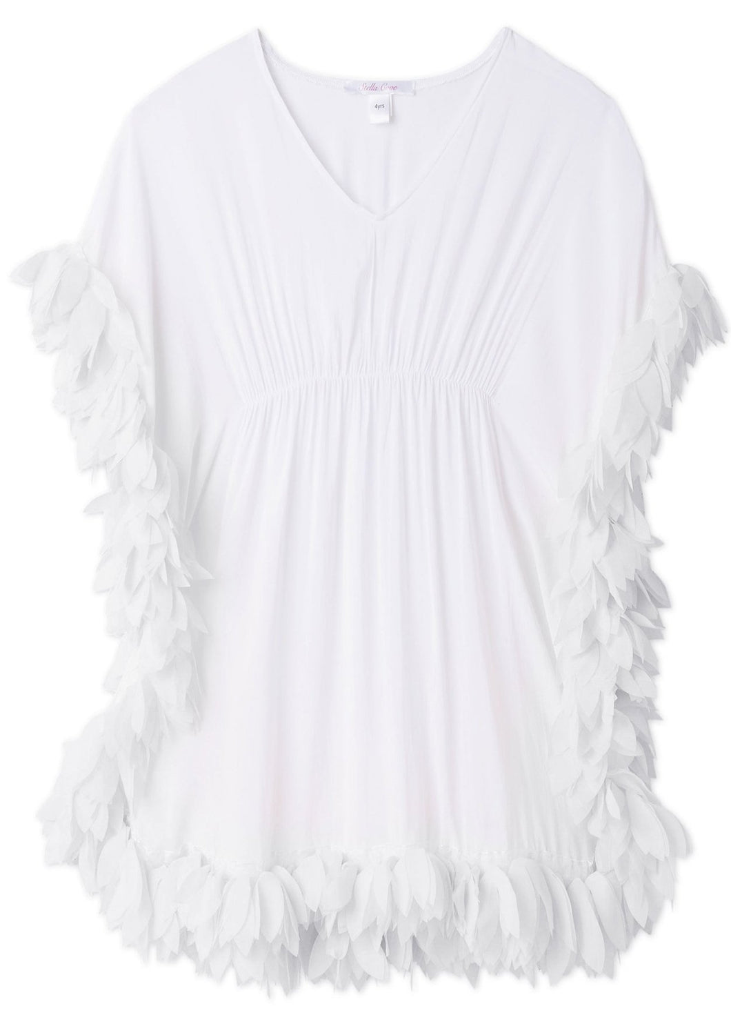White Cover-up Poncho with White Petals
