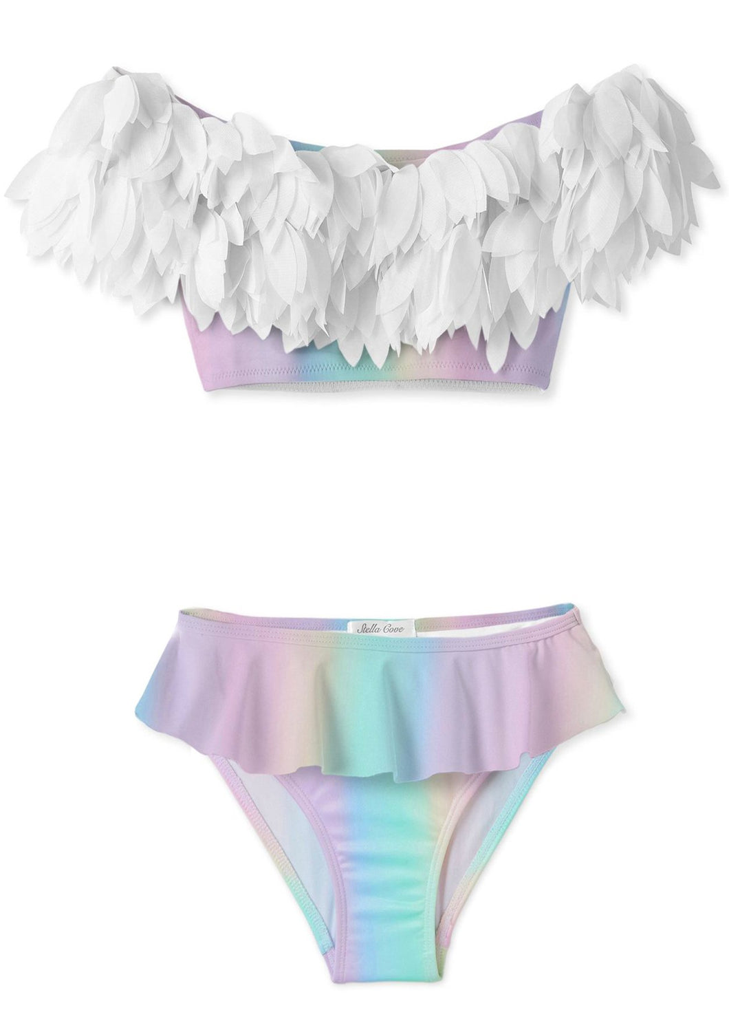 Rainbow Full Shoulder Bikini With White Petals