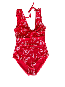 Women's OF ONE SEA | Cutout One Piece in Red Shaka