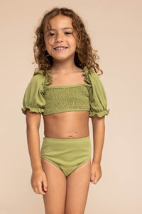ROCO SWIM | Girl's Sleeved Bikini | Ribbed Green